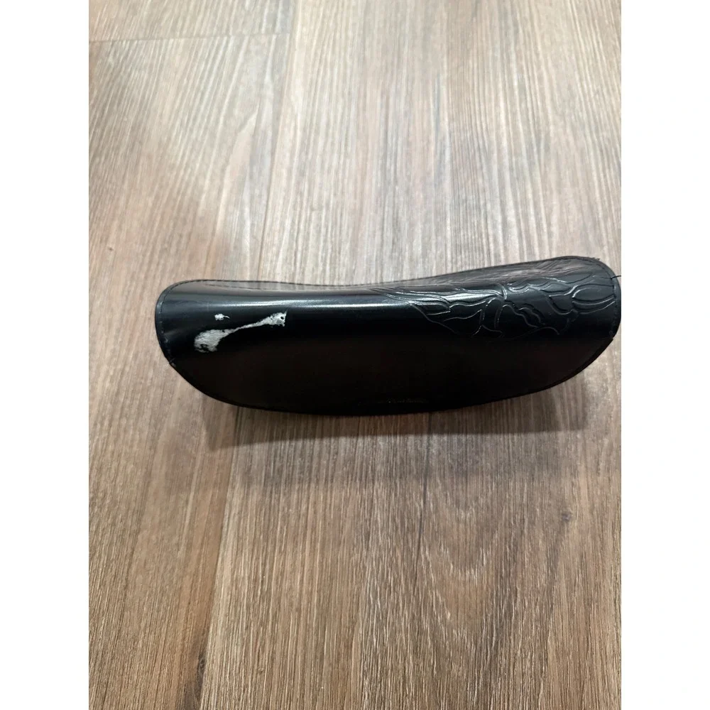 Versace Black‎ Medusa Embossed Sunglasses Case Semi Circle Hook and Loop Closure